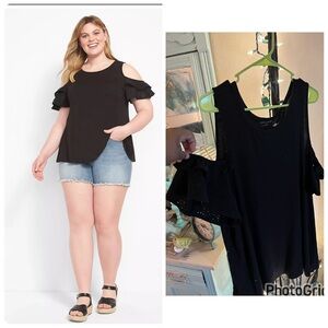 Lane Bryant Swing Tee Eyelet Cold Shoulder Sz 26/28